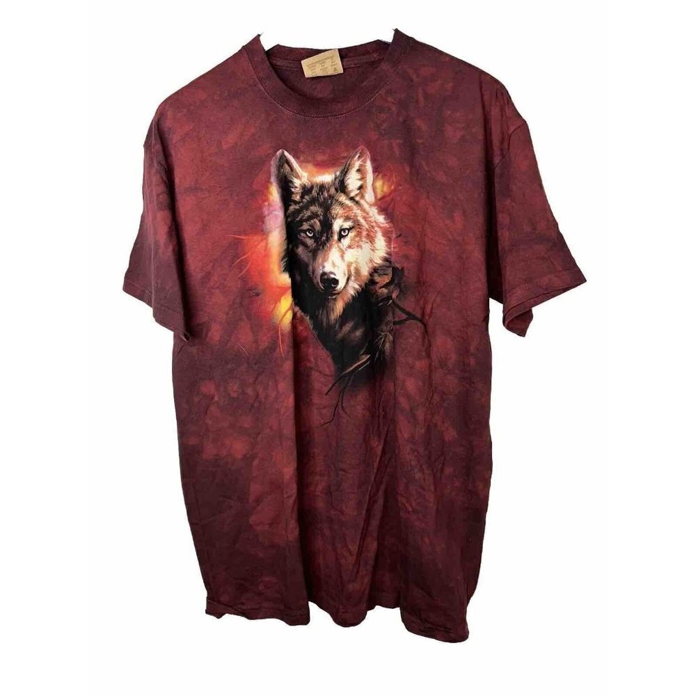 2007 The Mountain Wolf Graphic T-Shirt Men’s Size Large MaroonTie Dye Color R
